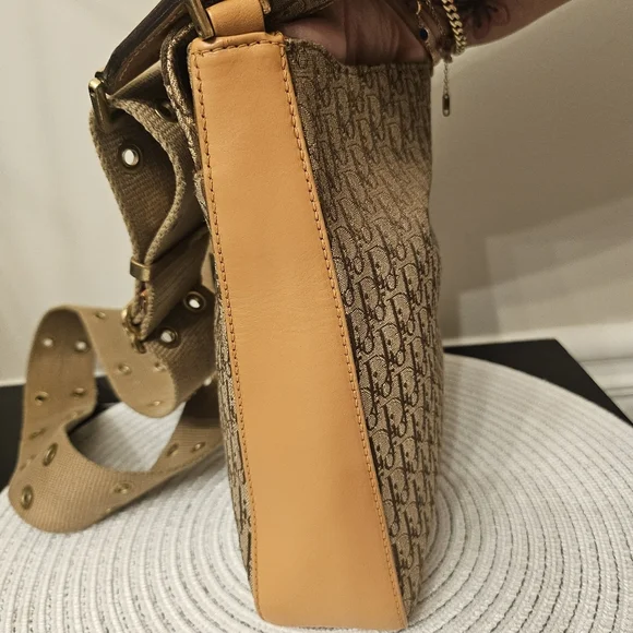 Vintage Christian Dior Trotter Messenger Bag Canvas & Leather Galliano Era - Picture 9 of 11